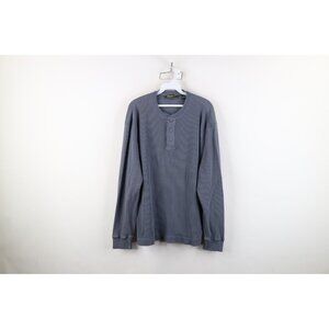 Vtg Y2K Eddie Bauer Mens Large Faded Blank Thermal Waffle Knit Henley T-Shirt